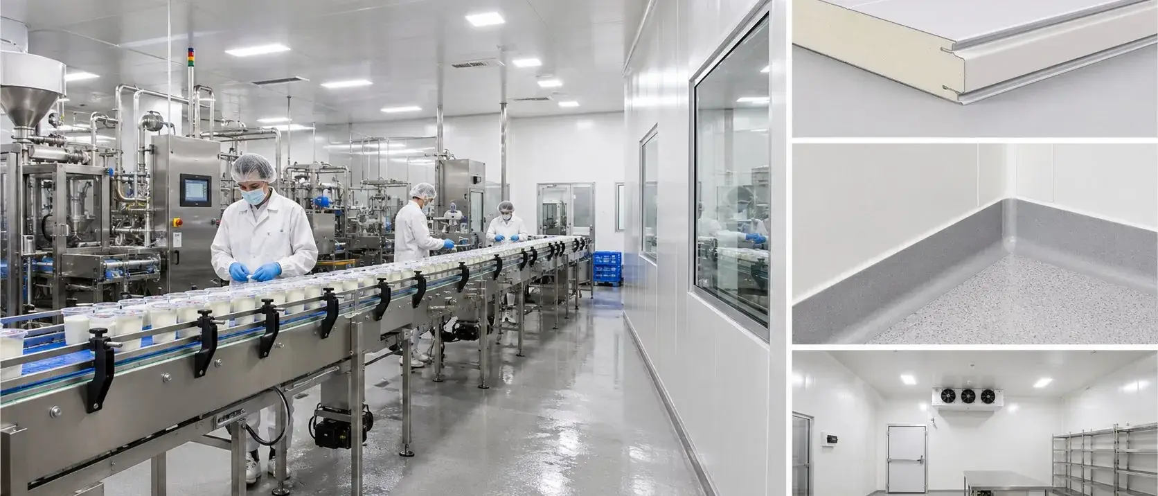 Dairy food production hygienic sandwich panel