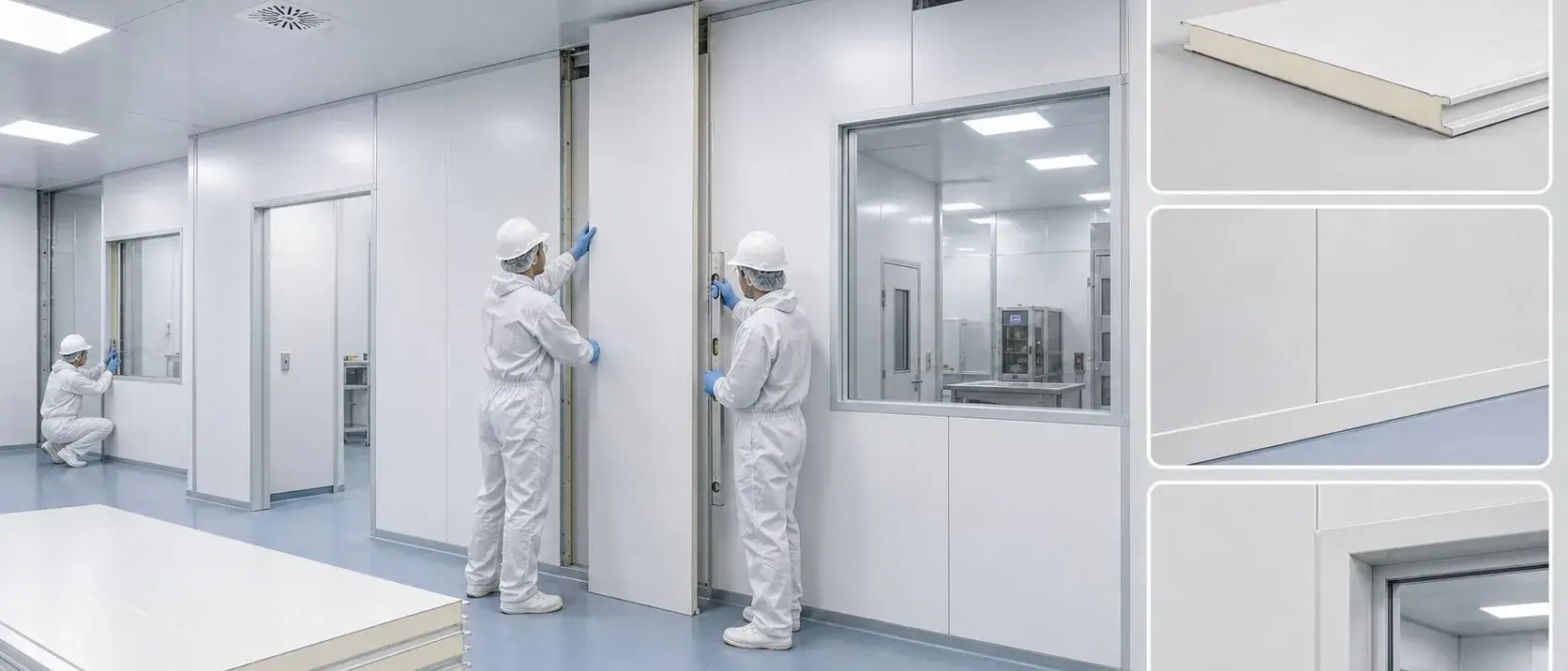 Fire rated wall panel cleanroom installation