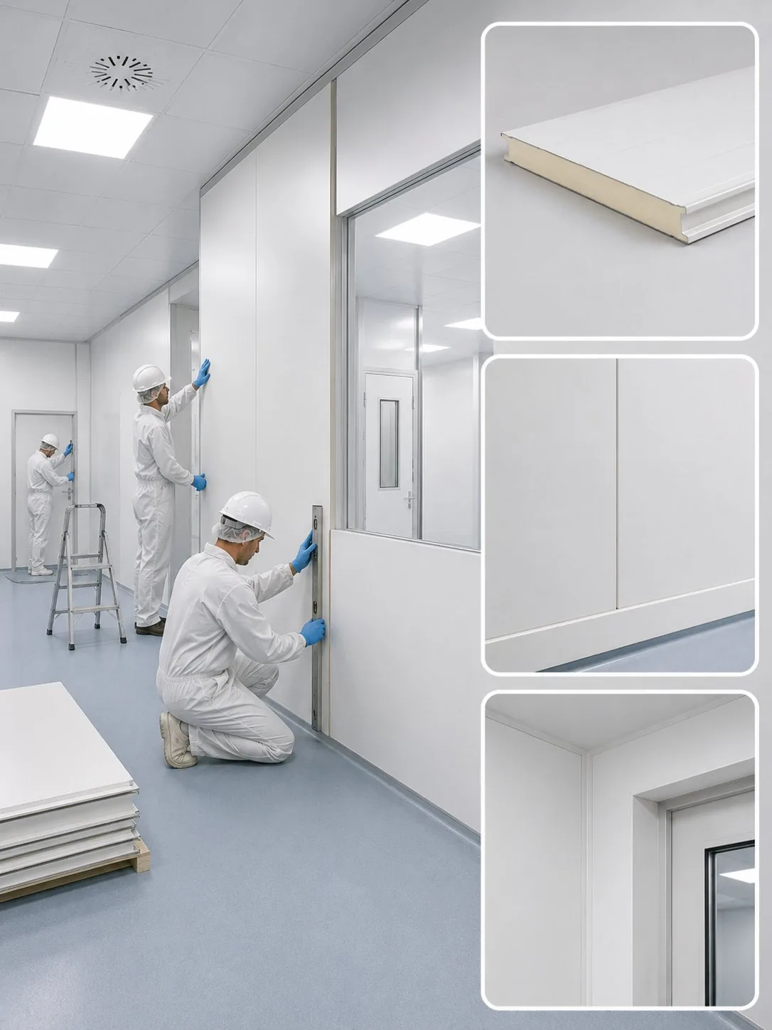 Fire resistant cleanroom partition panel