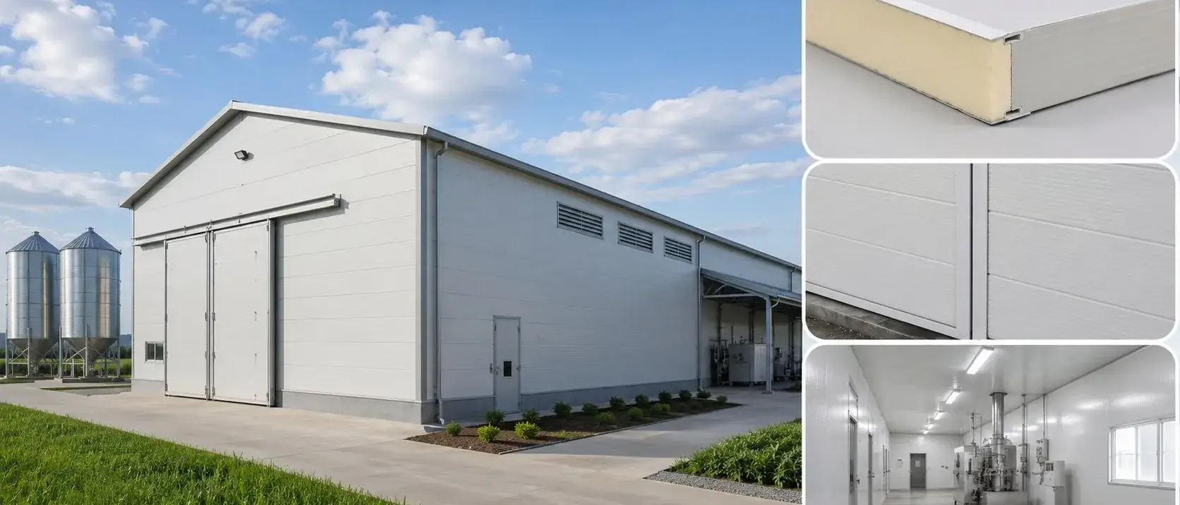 Insulated sandwich panel agricultural building