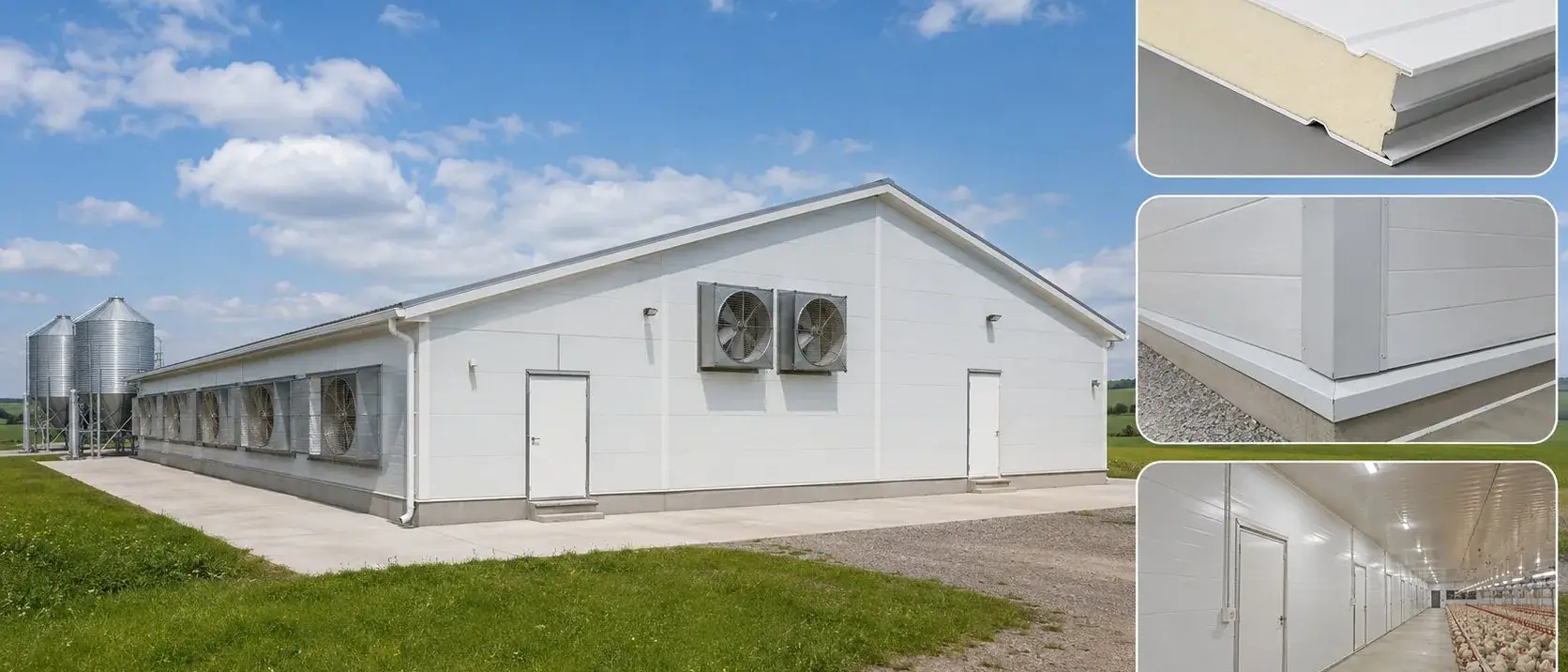 Insulated sandwich panel poultry house