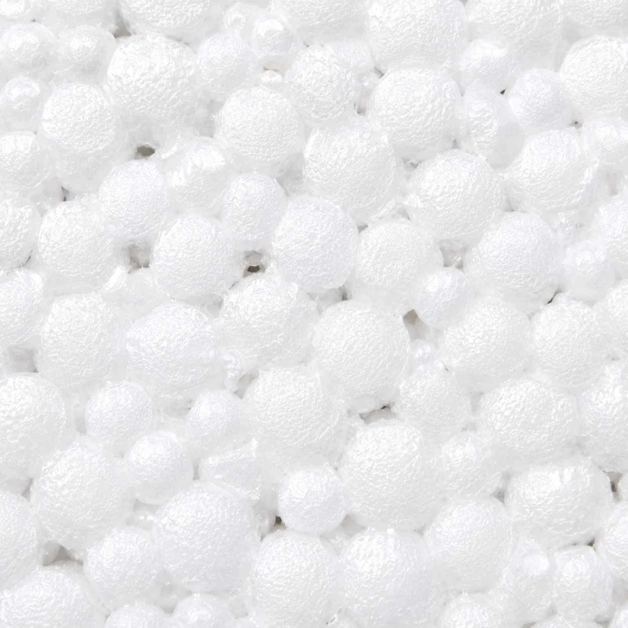Expanded polystyrene EPS foam bead structure macro close-up