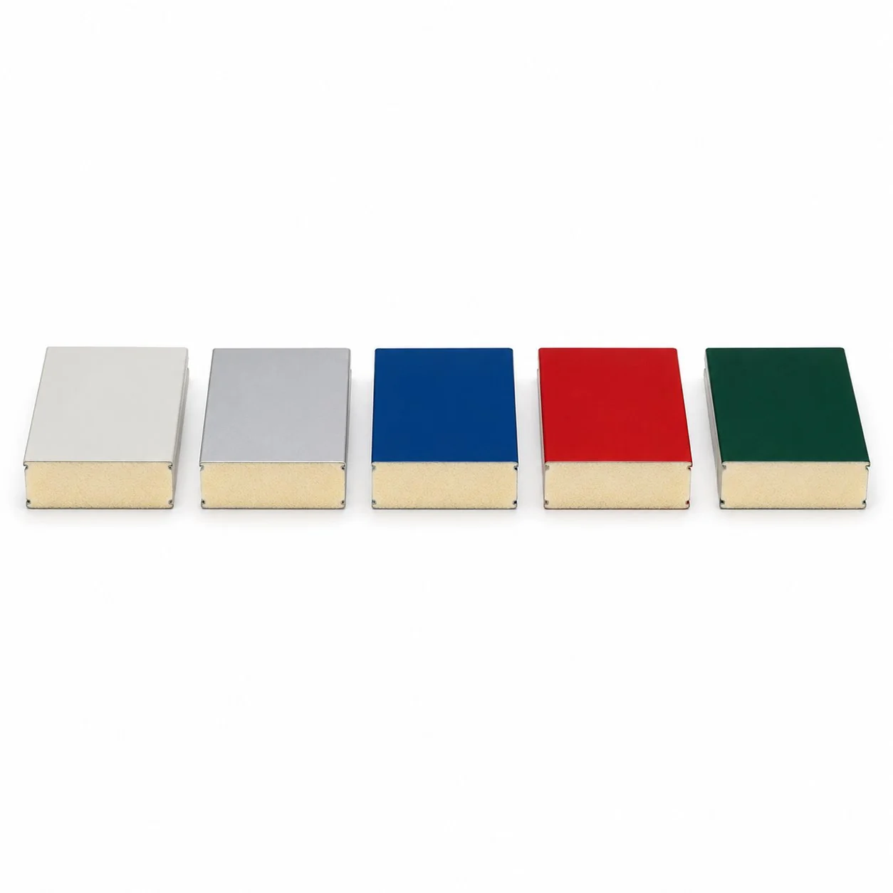 RAL color options for polyurethane facade panels - gray white blue red green