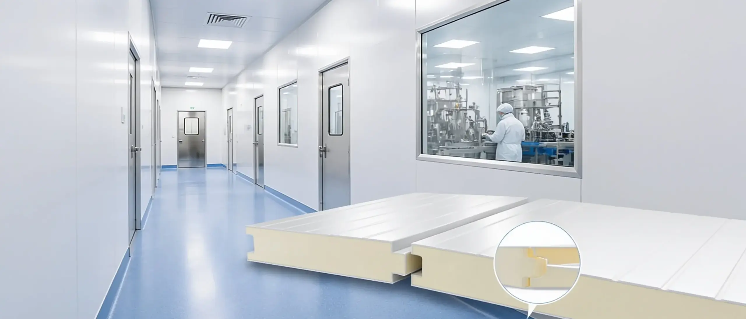 Real panel hygienic sandwich panel pharma