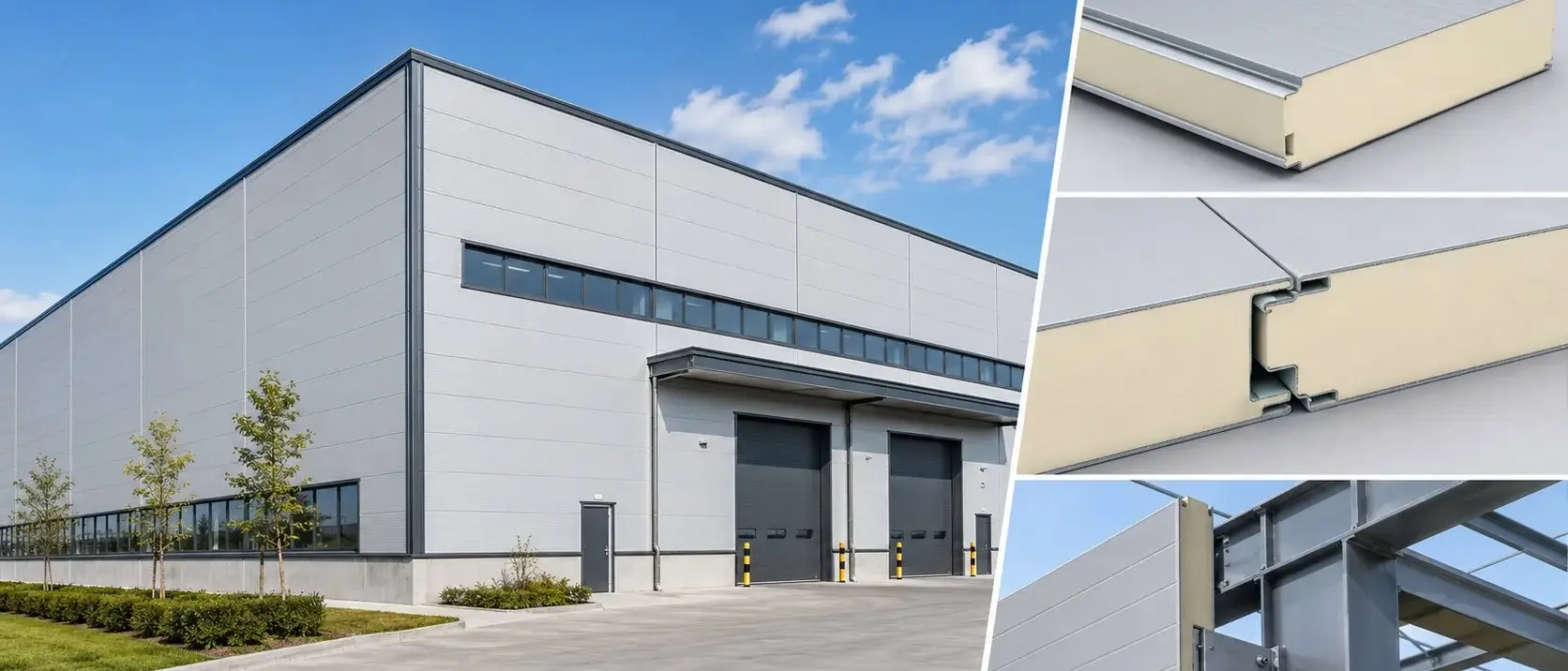 Real panel industrial building sandwich panel installation