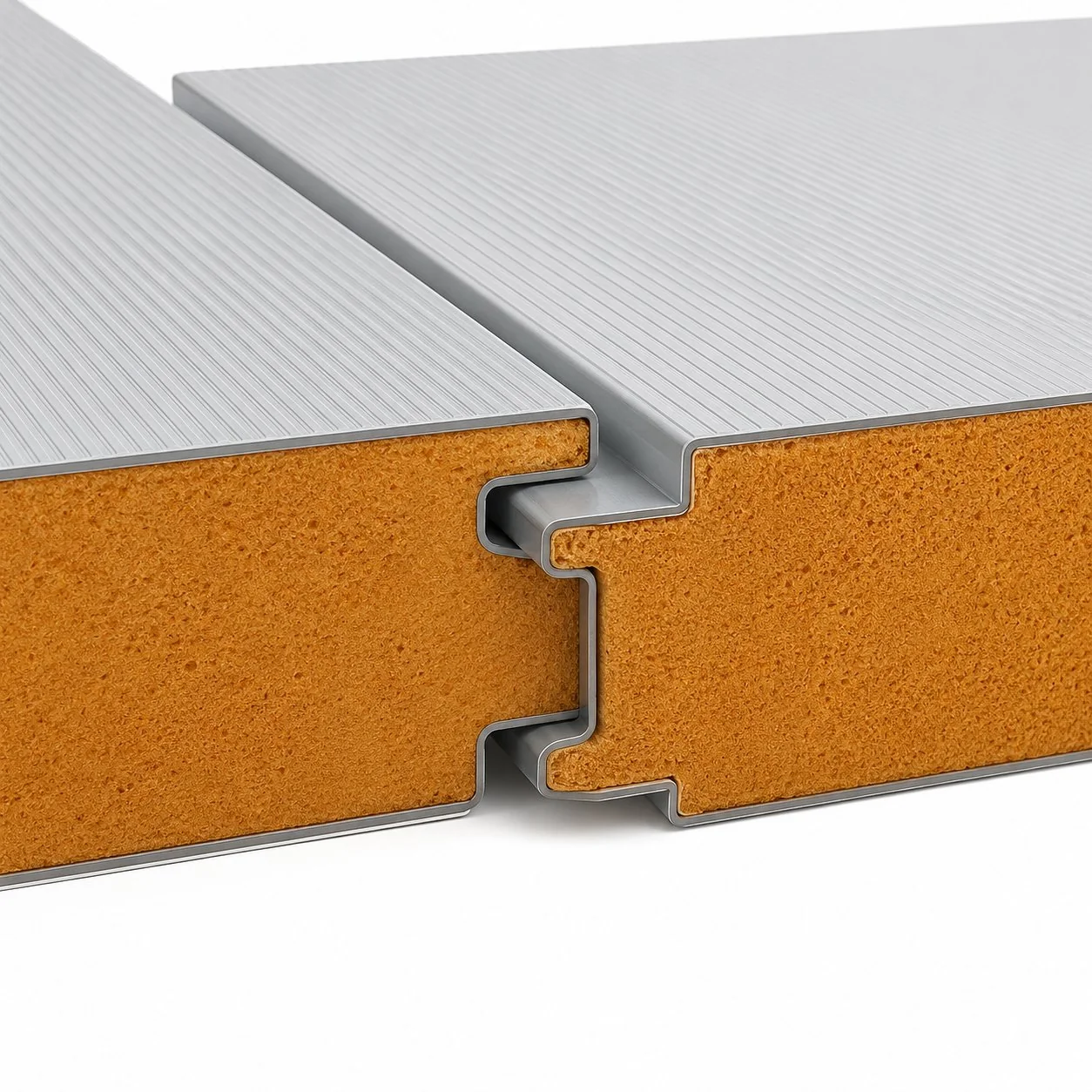 Tongue and groove concealed fix joint detail on PIR facade panel