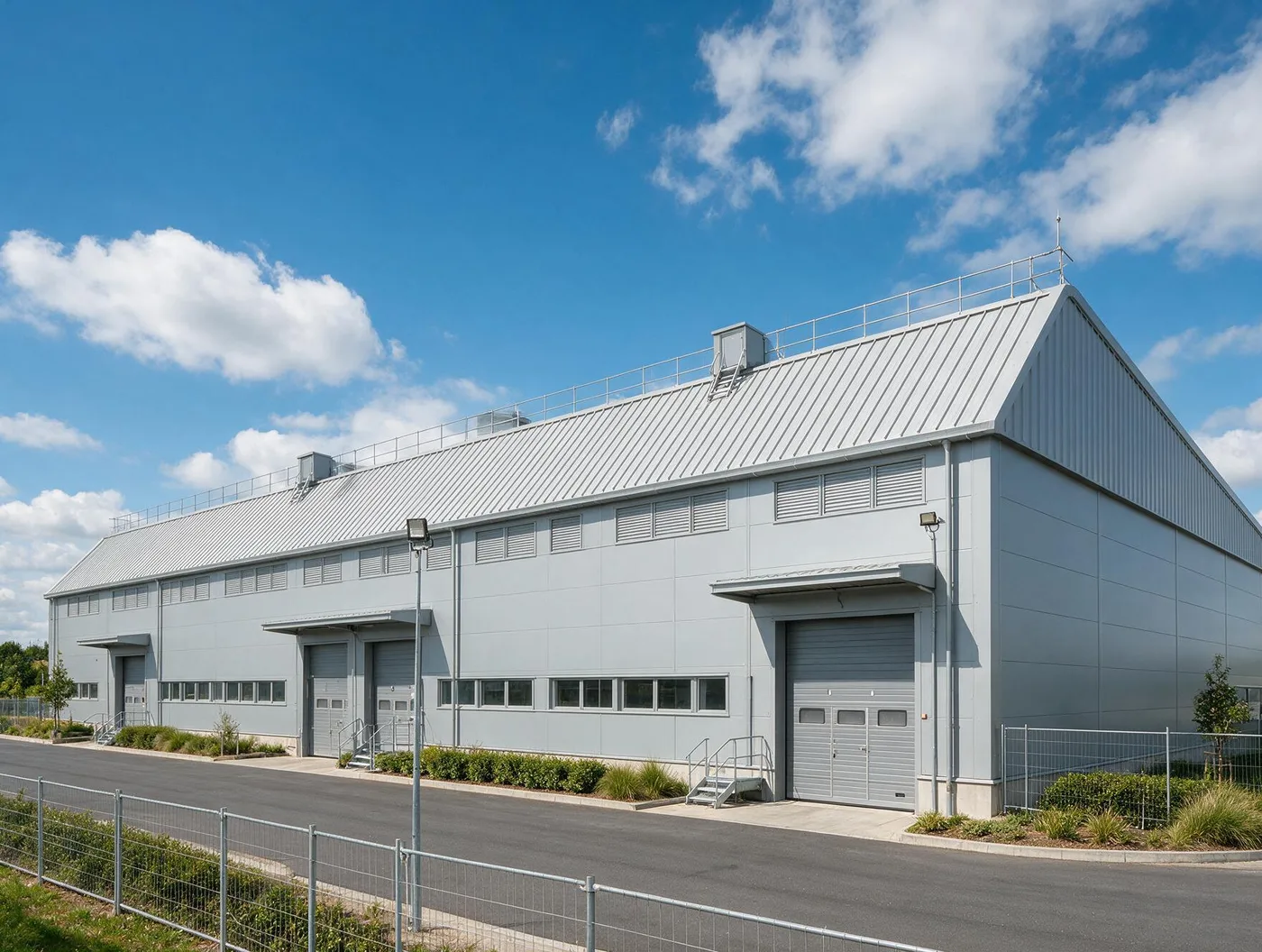 Real Panel trapezoidal insulated roof sandwich panels on an industrial roof