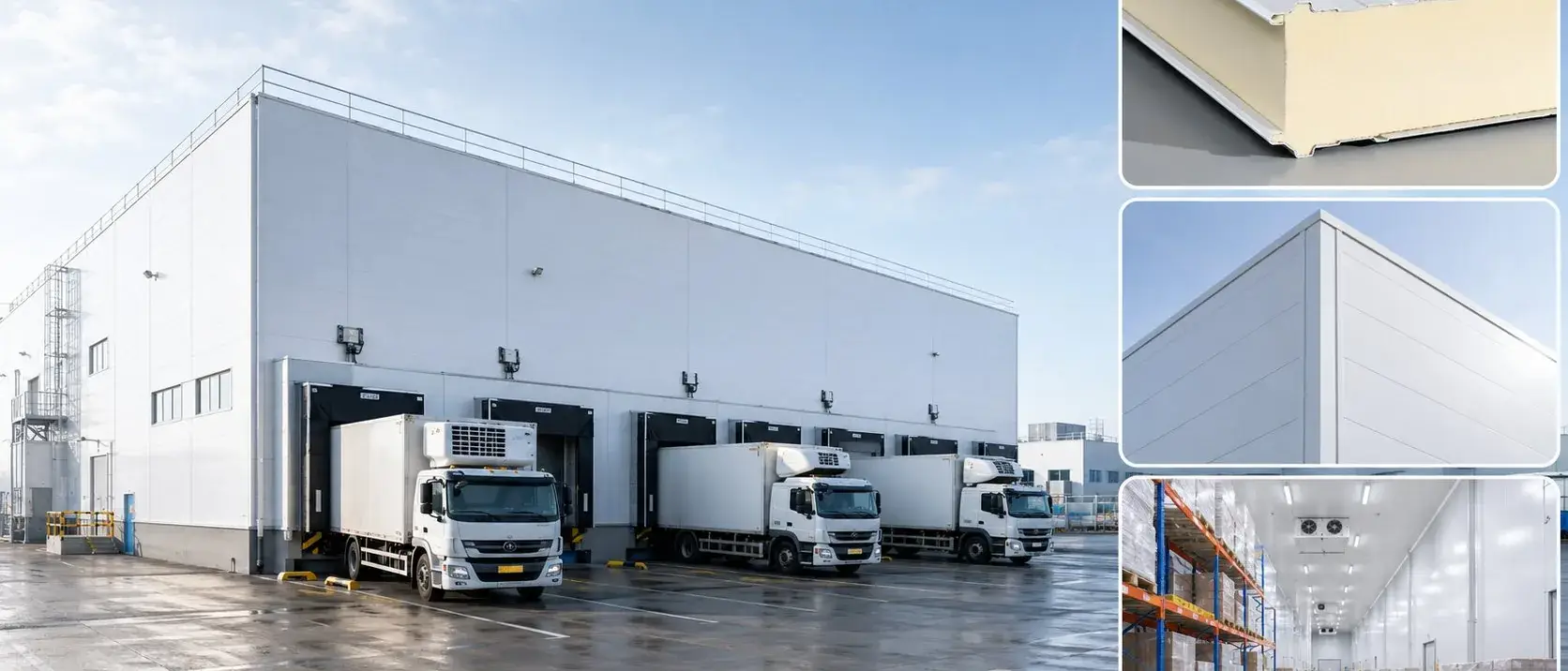 Refrigerated distribution warehouse sandwich panel
