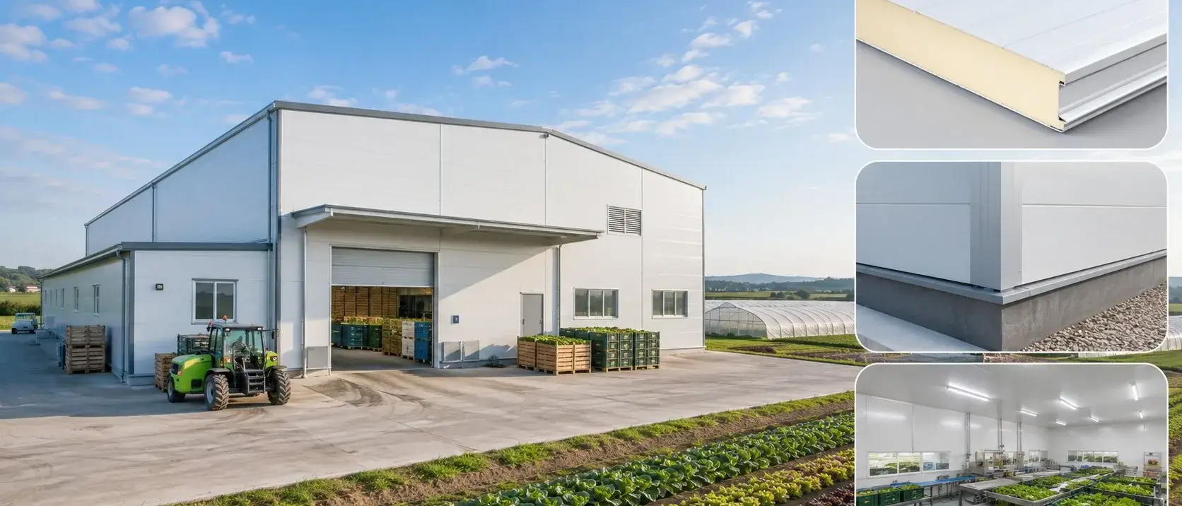 Sandwich panel agricultural produce storage facility