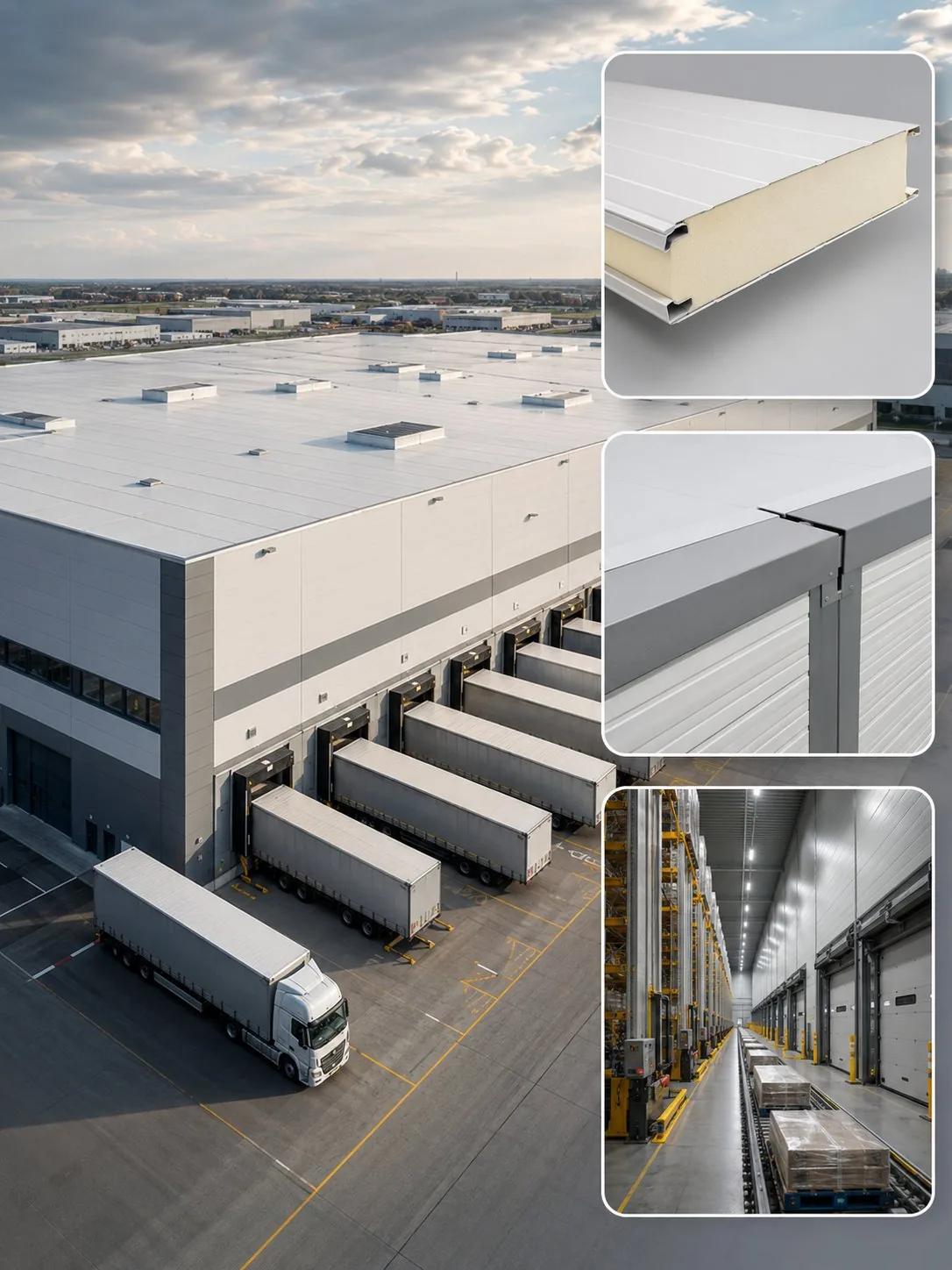 Sandwich panel distribution center loading docks