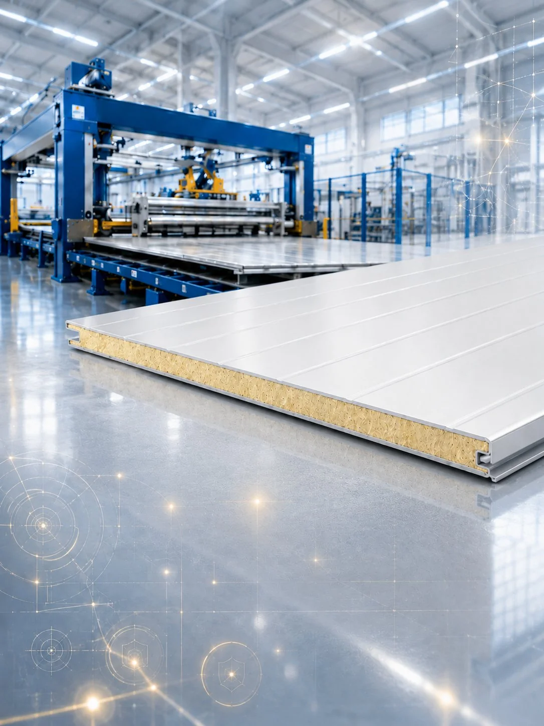 Insulated sandwich panel manufacturing production line at Real Panel in Kocaeli, Türkiye