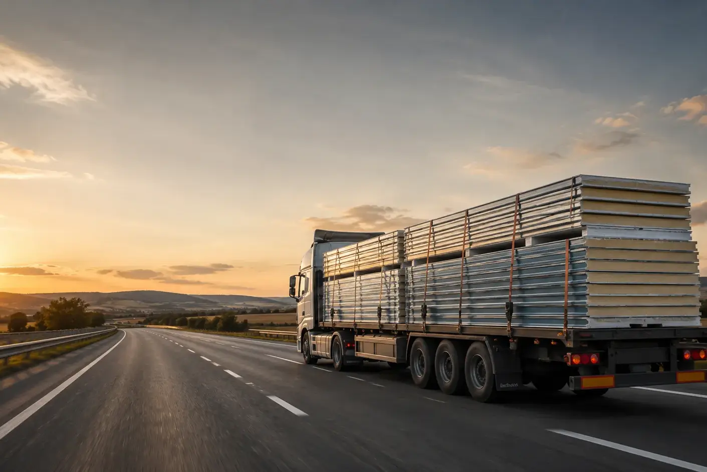 Delivering sandwich panels to Romania — insulated panels on an industrial building shipped from Türkiye