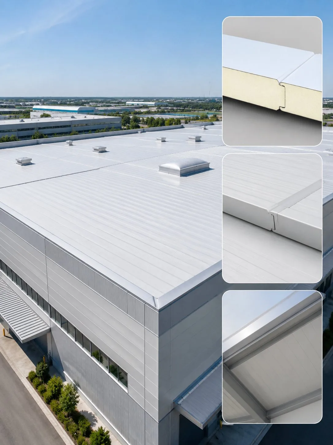 Thermal insulated roof sandwich panel industrial building
